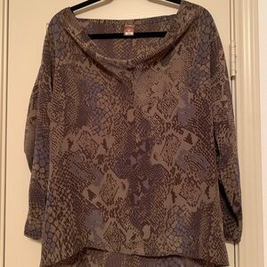 Language Brown and Gray Snake Print Blouse